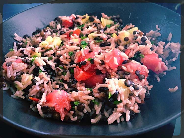 salade de lentilles et riz